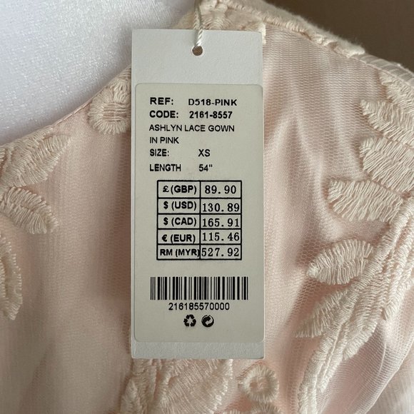 Blush Floral Lace Long Sleeve Evening Dress - Picture 8 of 8